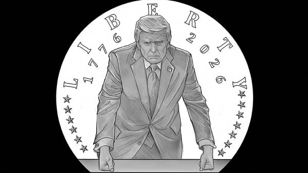 A semiquincentennial commemorative gold coin design featuring US President Donald Trump REUTERS