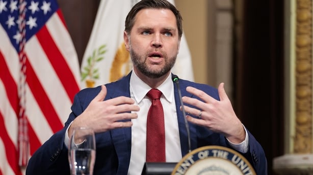 US Vice President JD Vance speaks during a Fraud Task Force meeting in the Indian Treaty Room at the White House
