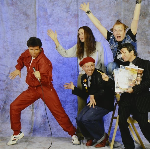 ublicity shots for "Living Doll', the million-selling single and video released by Comic Relief in 1986 with Cliff Richard and the Young Ones.