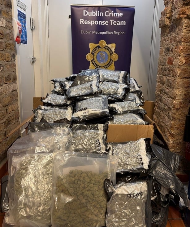 Picture shows cannabis seized by gardaí.