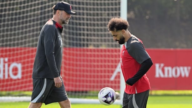 Mohamed Salah of Liverpool during Jurgen Klopp's Final Liverpool Training Session at AXA Training Centre on May 18, 2024 in Kirkby, England. (Photo by John Powell/Liverpool FC via Getty Images)