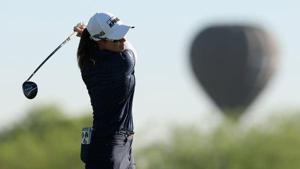 PHOENIX, ARIZONA - MARCH 27: Leona Maguire of Ireland plays her second shot on the second hole during the second round of the Ford Championship presented by Wild Horse Pass 2026 at Whirlwind Golf Club in Wild Horse Pass on March 27, 2026 in Phoenix, Arizo