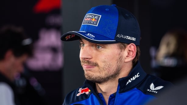 SUZUKA, JAPAN - MARCH 28: Max Verstappen of the Netherlands and Oracle Red Bull Racing answers questions in the TV media pen during qualifying ahead of the F1 Grand Prix of Japan at Suzuka Circuit on March 28, 2026 in Suzuka, Japan. (Photo by Jayce Illman/Getty Images)