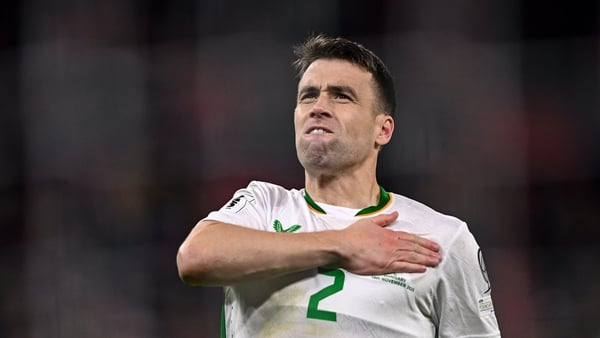 Seamus Coleman of Republic of Ireland celebrates after the FIFA World Cup 2026 Group F Qualifier match between Hungary and Republic of Ireland at Puskás Aréna in Budapest, Hungary.
