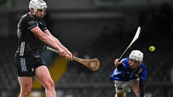 28 March 2026; Gerard O’Kelly Lynch of Sligo scores his side's first goal during the Allianz Hurling League Division 4 final match between Sligo and Longford at Markievicz Park in Sligo. Photo by Seb Daly/Sportsfile