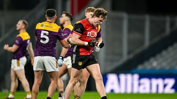 28 March 2026; Tom Close of Down after missing an attempt to win the game during the Allianz Football League Division 3 final match between Down and Wexford at Croke Park in Dublin. Photo by David Fitzgerald/Sportsfile