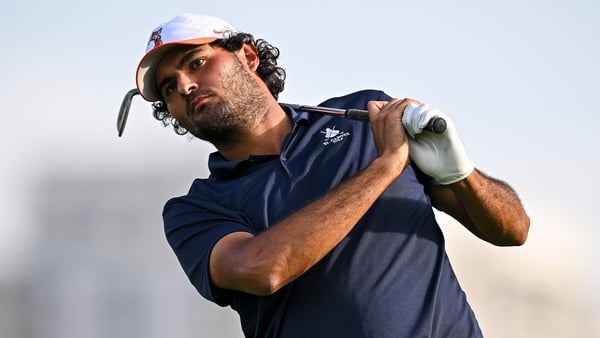 NEW DELHI, INDIA - MARCH 28: Eugenio Chacarra of Spain plays his second shot on the 17th hole on day three of the Hero Indian Open 2026 at DLF Golf and County Club on March 28, 2026 in New Delhi, India. (Photo by Octavio Passos/Getty Images)