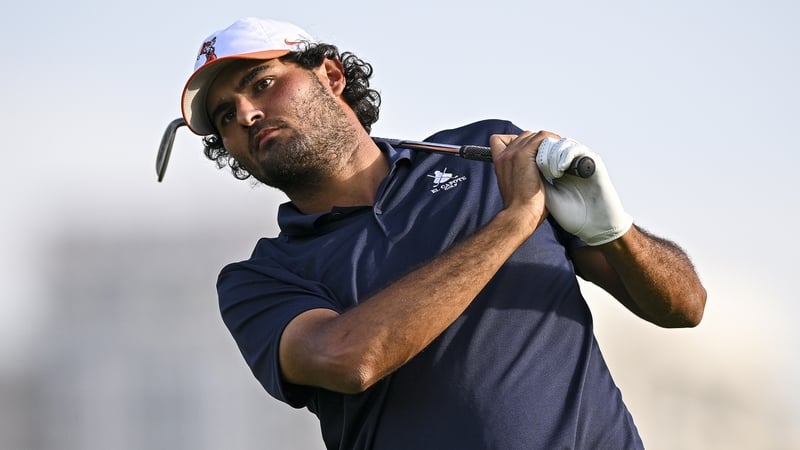 NEW DELHI, INDIA - MARCH 28: Eugenio Chacarra of Spain plays his second shot on the 17th hole on day three of the Hero Indian Open 2026 at DLF Golf and County Club on March 28, 2026 in New Delhi, India. (Photo by Octavio Passos/Getty Images)