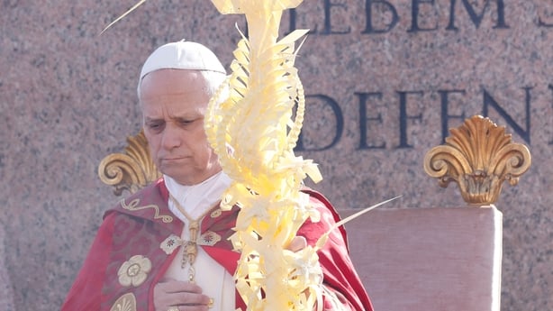Pope Leo XIV leads a mass for Palm Sunday at St Peter's square in the Vatican on March 29, 2026