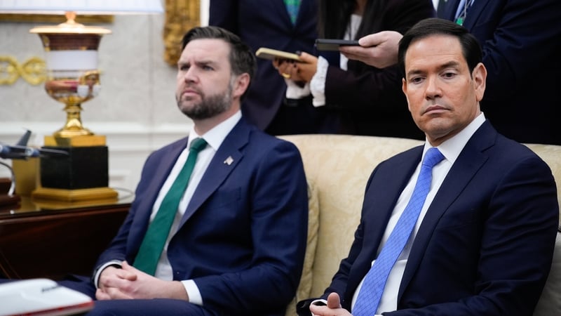 US Vice President JD Vance, left, and Marco Rubio, US secretary of state, during a meeting with US President Donald Trump and Micheal Martin, Ireland's prime minister, not pictured, in the Oval Office of the White House in Washington, DC, US, on Tuesday,