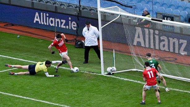 Chris Óg Jones gets around Meath goalkeeper Sean Brennan to score his second-half goal