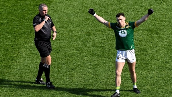 29 March 2026; Jordan Morris of Meath celebrates at the final whistle of the Allianz Football League Division 2 final match between Meath and Cork at Croke Park in Dublin. Photo by Ramsey Cardy/Sportsfile