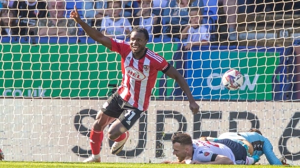 Millenic Alli #11 of Exeter City F.C. celebrates his goal during the Sky Bet League 1 match between Bolton Wanderers and Exeter City at the Toughsheet Stadium in Bolton, England, on August 31, 2024. (Photo by MI News/NurPhoto via Getty Images)