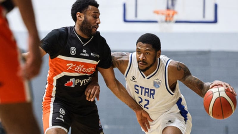 Josh Wilson left of Killester and Shane Dezonie Belfast Star