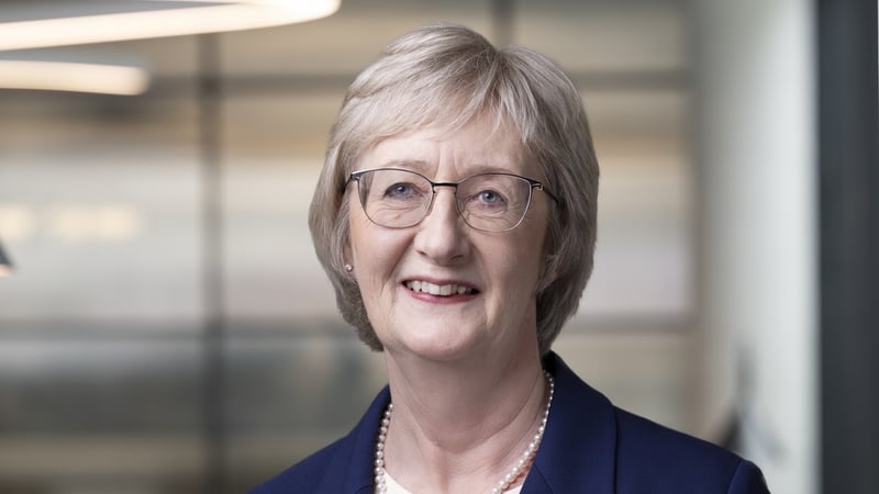 Headshot of Fiona Tierney new chair of the Pensions Authority, wearing glasses and short blonde hair