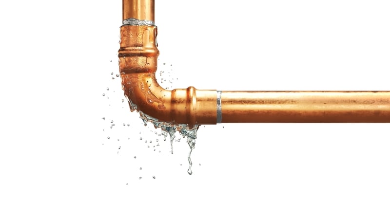 Santechnic concept. Leaking pipe. 3d illustration