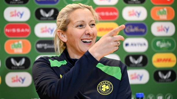 Head coach Carla Ward during a Republic of Ireland women squad announcement media conference at the FAI Headquarters in Abbotstown, Dublin.