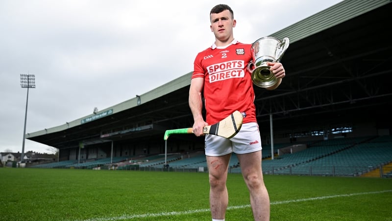 Cork's Niall O'Leary poses for a portrait with the Allianz National Hurling League Division 1A Cup