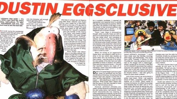 Dustin the Turkey interview in the RTÉ Guide 1991