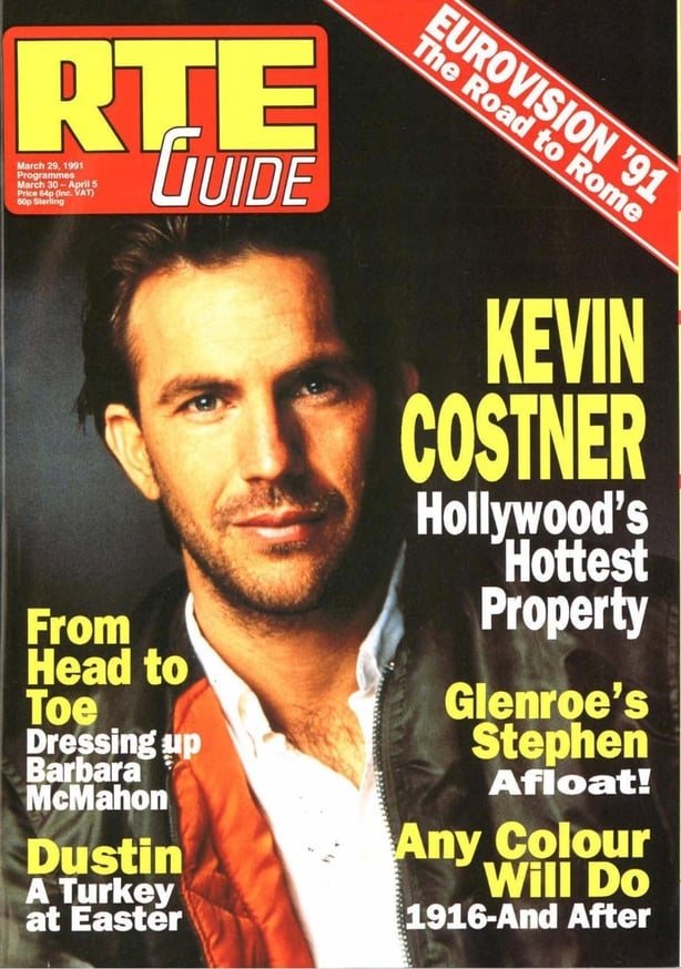 Kevin Costner on RTE Guide cover April 1991