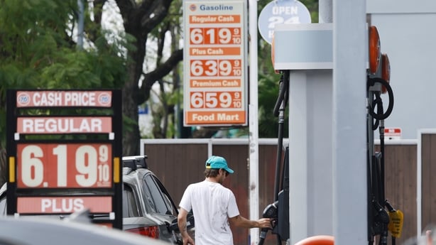 LOS ANGELES, CALIFORNIA - MARCH 30: Gas prices are displayed at a Shell gas station on March 30, 2026 in Los Angeles, California. The average price of one gallon of regular self-service gasoline rose to $5.99 today in Los Angeles County, climbing from $4.69 one month ago, amid the ongoing war with I