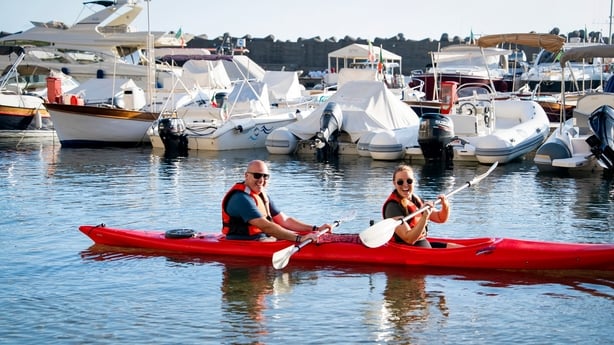 Andrew and Molly take to the water in Maratea, Italy. Photo: BBC/Studio Lambert