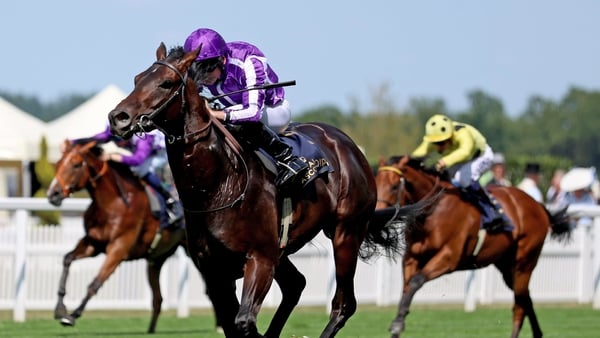 Ryan Moore riding Gstaad wins the 2025 Coventry Stakes