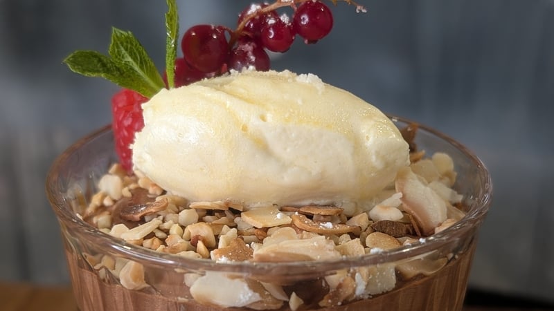 A bowl of chocolate mousse