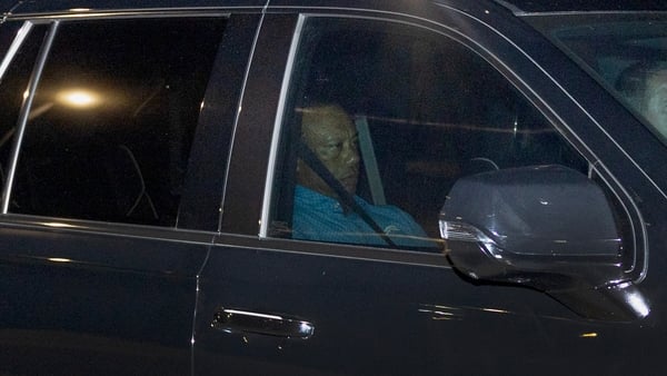 Tiger Woods is driven from the Martin County Jail after being arrested for driving under the influence after a car crash on March 27, 2026 in Stuart, Florida. The Martin County Sheriff's Office said that Woods and the other driver involved in the two-car