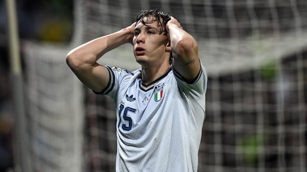 ZENICA, BOSNIA AND HERZEGOVINA - MARCH 31: Pio Esposito of Italy disappointment during the FIFA World Cup 2026 European Qualifiers KO play-offs match between Bosnia & Herzegovina and Italy at Stadion Bilino Polje on March 31, 2026 in Zenica, Bosnia and Herzegovina. (Photo by Image Photo Agency/Getty