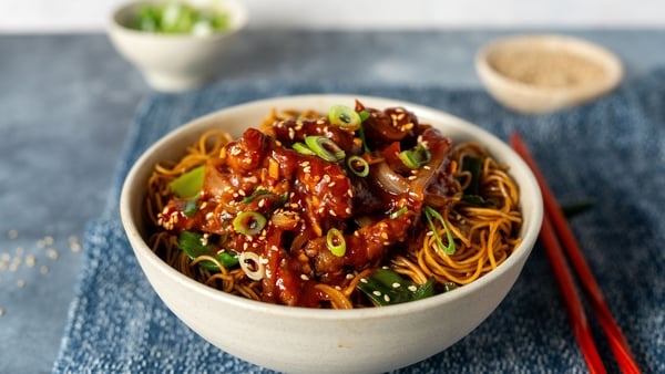Eva Pau's crispy Peking beef with fried noodles