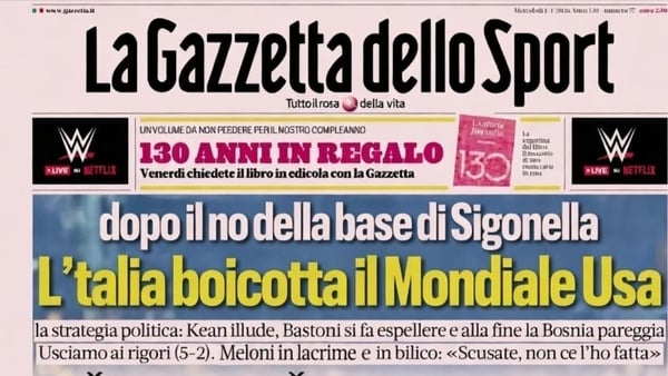 Gazzetta front page