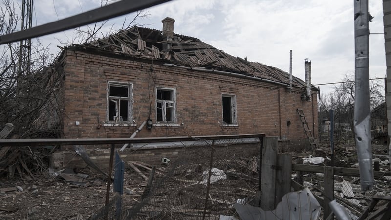 A view of destruction after a Russian KAB-25a guided bomb attack in a residential area of ââSloviansk, Ukraine