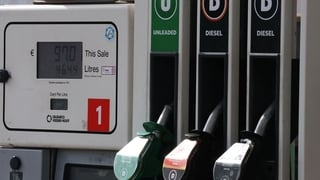 A petrol pump with diesel and unleaded petrol
