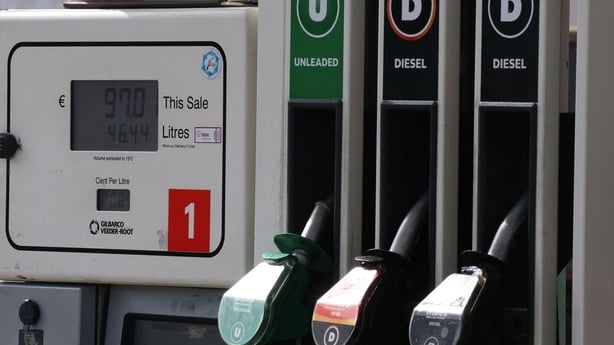 A petrol pump with diesel and unleaded petrol 