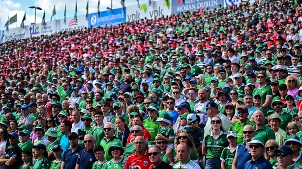 18 May 2025; Supporters before the Munster GAA Hurling Senior Championship Round 4 match between Limerick and Cork at TUS Gaelic Grounds in Limerick. Photo by Brendan Moran/Sportsfile