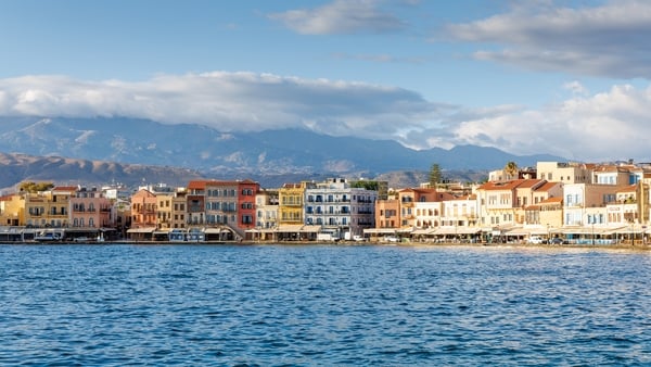 The old town at the port in Chania, on the island of Crete in Greece