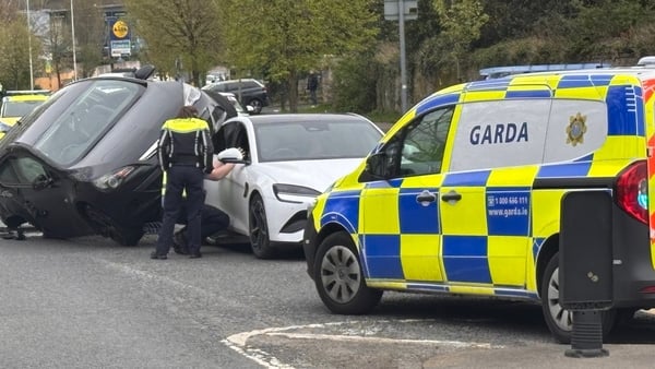The collision on Grange Road, Rathfarnham in Dublin