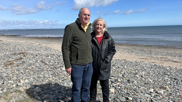 Michael and Rosemary O'Connell standing on Rosslare Strand.