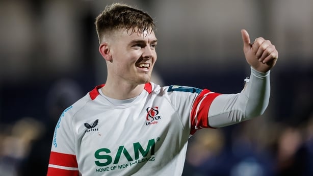13 March 2026; Jake Flannery of Ulster celebrates after the United Rugby Championship match between Edinburgh and Ulster at Hive Stadium in Edinburgh, Scotland. Photo by Mark Scates/Sportsfile
