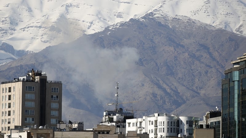 Smoke rises which visible from distant parts of the city as heavy explosions occurred where United States and Israel attack in the northern part of Tehran