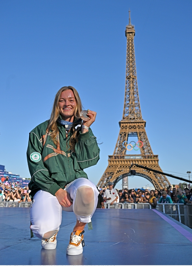 Bronze medallist in women's 100m breaststroke Mona McSharry at the Champions Park at the Trocadero during the 2024 Paris Summer Olympic Games