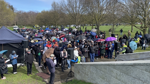 People gather for the annual Good Friday 'Way of the Cross' event in the Phoenix Park, Dublin