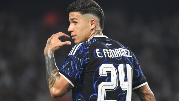 Enzo Fernandez of Argentina during the match between Argentina and Zambia at Estadio Alberto J. Armando, La Bombonera, on March 31, 2023. (Photo by Federico Peretti/NurPhoto via Getty Images)