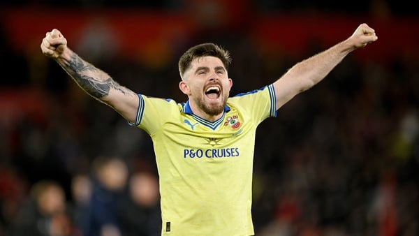 SOUTHAMPTON, ENGLAND - APRIL 04: Ryan Manning of Southampton celebrates after the team's victory in the Emirates FA Cup Quarter Final match between Southampton and Arsenal at St Mary's Stadium on April 04, 2026 in Southampton, England. (Photo by Mike Hewi