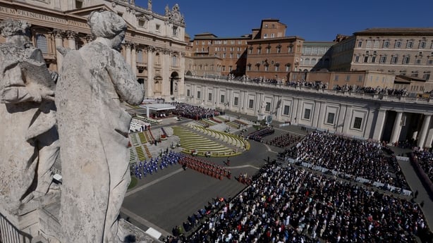 A general view of St Peter's Square as Pope Leo XIV presides over the Easter Mass