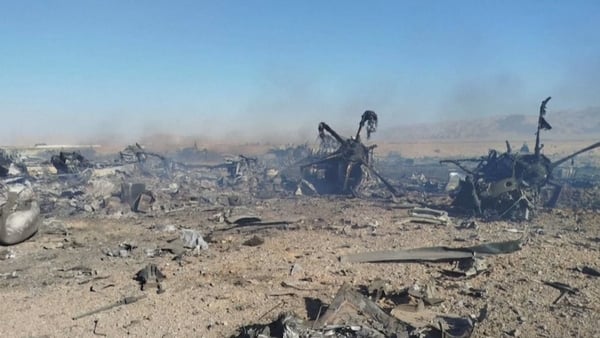 Photo purports to show wreckage of an American plane and a helicopter in Iran.