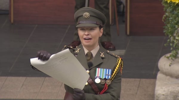 Eva Houlihan reads the proclamation outside the GPO