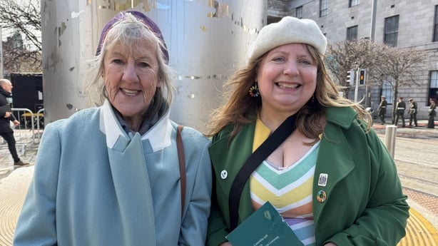 Emer Grief and Councillor Donna Cooney at the Spire