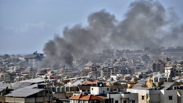 Smoke rises from the targeted sites after the Israeli army carried out airstrikes on the Dahieh district in the south of the Lebanese capital, Beirut